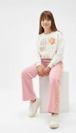 Parıltılı Çiçekli Baskılı Takım