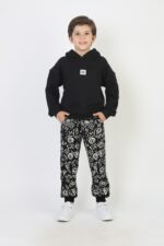 Alt Desenli Kapşonlu  Erkek Takım