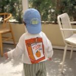 👕 Orange Juice baskılı sweatshirt + çizgili pantolon