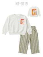 👕 Orange Juice baskılı sweatshirt + çizgili pantolon - Görsel 3